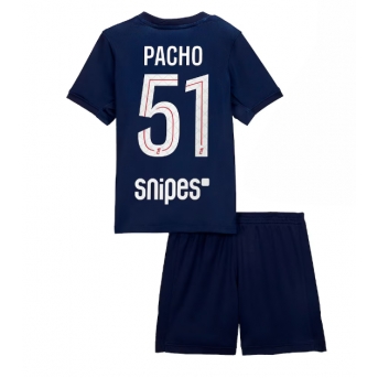 Billige Fotballdrakt Paris Saint-Germain Willian Pacho #51 Replika Hjemmedraktsett Barn 2025-26 Kortermet (med bukser)